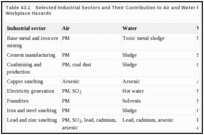 Table 43.1. Selected Industrial Sectors and Their Contribution to Air and Water Pollution and to Workplace Hazards.