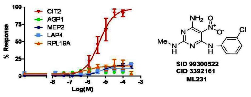 Figure 15. Overlay of dose response curves for probe ML231 (SID 99300522, CID 3392161).