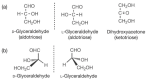 FIGURE 2.1. (a) Structures of glyceraldehyde and dihydroxyacetone in Fischer projection; (b) D- and L-glyceraldehyde.