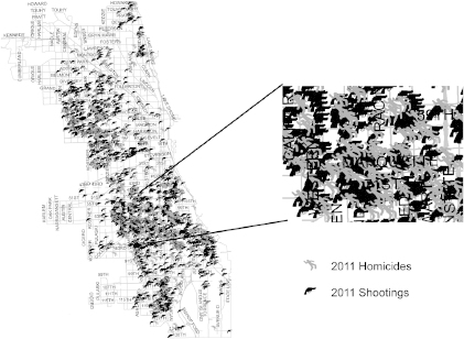 FIGURE II-2. Clustering in violence epidemic, Chicago.