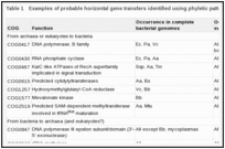 Table 1. Examples of probable horizontal gene transfers identified using phyletic patterns in COGs a.