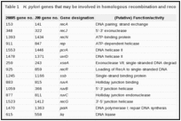 Table 1. H. pylori genes that may be involved in homologous recombination and recombinational repair.