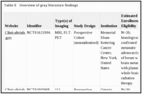 Table 5. Overview of gray literature findings.