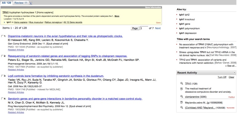 Figure 1 The New Pubmed Display For Document Summaries For A