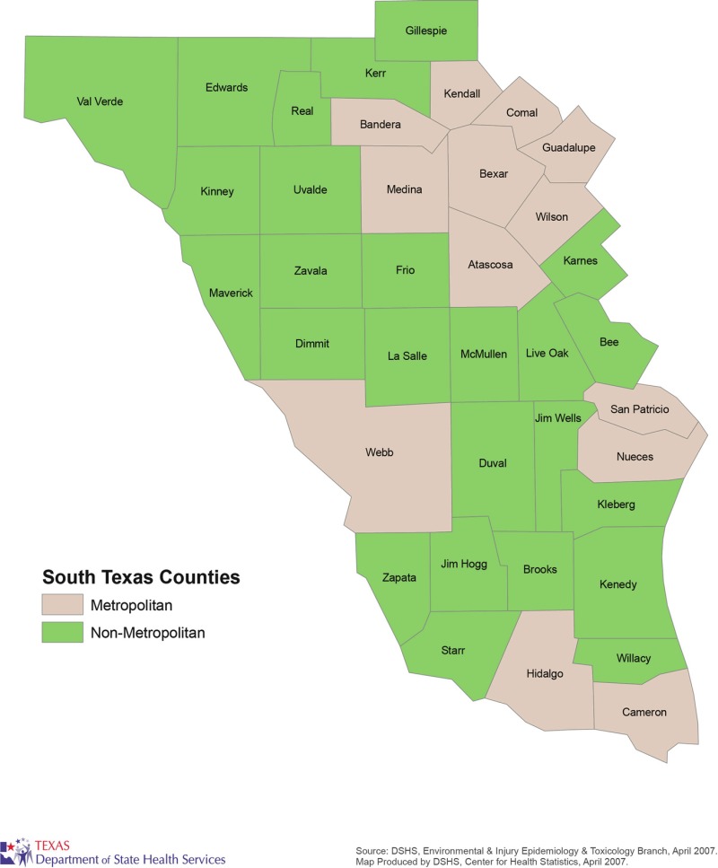 Map Of South Texas Fig. 1.2, [Map Of Metropolitan And Nonmetropolitan...]. - The South Texas  Health Status Review - Ncbi Bookshelf