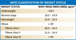 BMI chart with obesity classifications adopted from the WHO 1998 report