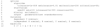 Figure 2. Listwise (MCAR) model syntax in Latent GOLD 5.0.