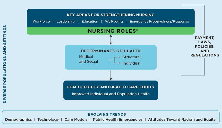 Figure 1-1. A framework for understanding the nurse’s role in addressing the equity of health and health care.