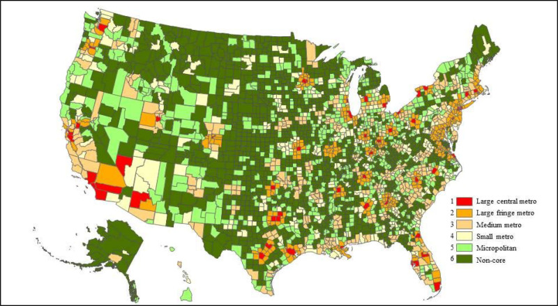 Figure 5, Map showing 2013 NCHS Urban-Rural County Classifications in ...