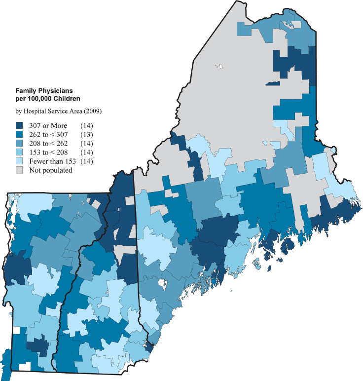 Map 7. Family physicians per 100,000 children among hospital service ...