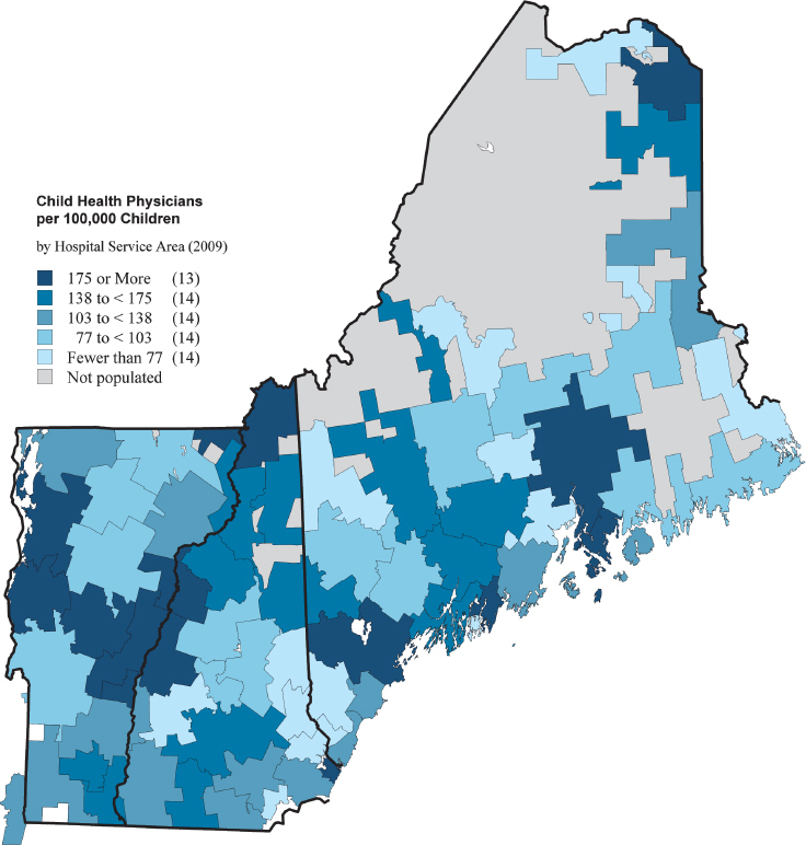 Map 8. Child health physicians per 100,000 children among hospital ...