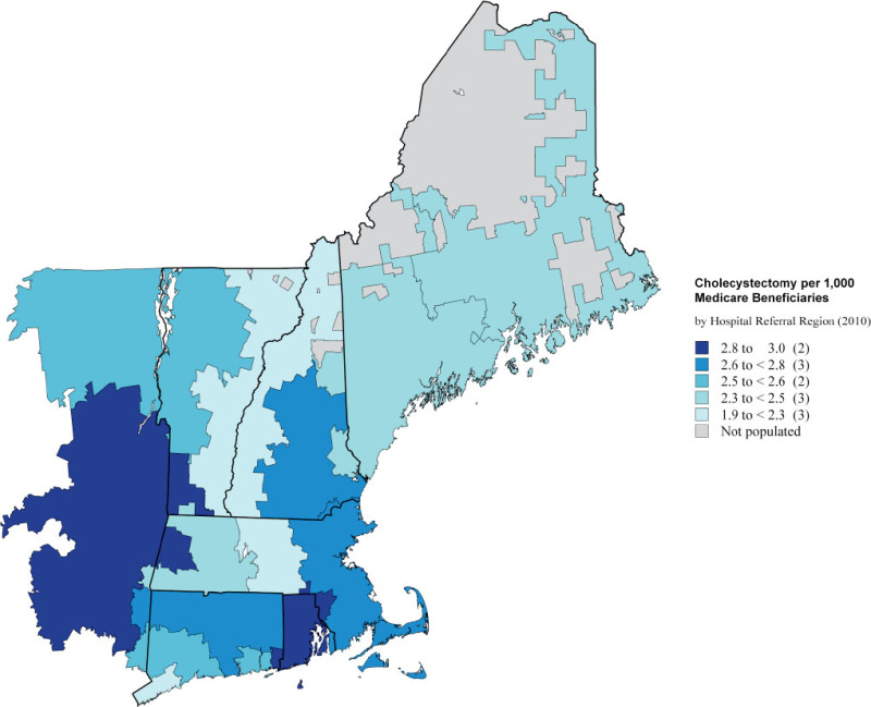 Map 16. Cholecystectomy per 1,000 Medicare beneficiaries among hospital ...