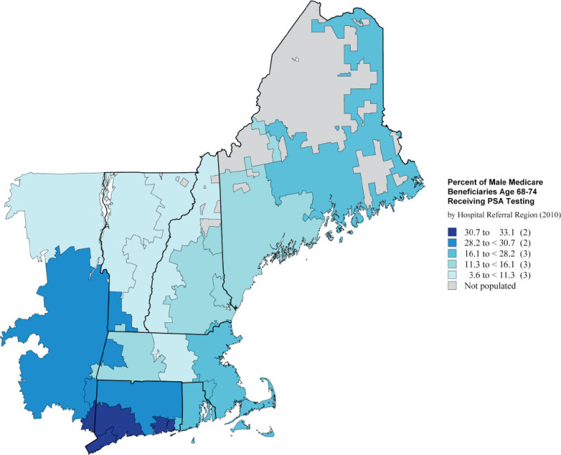 Map 20. Percent of male Medicare beneficiaries age 68-74 receiving ...