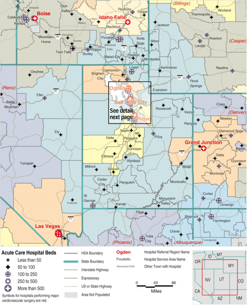 Map 1.6. Hospital Service Areas Assigned to the Salt Lake City, Ogden ...