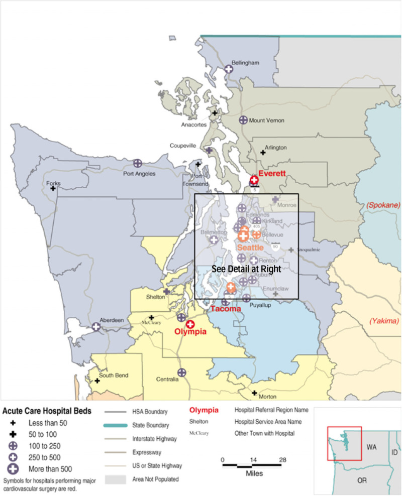 Map 1.1. Hospital Service Areas Assigned to the Seattle, Tacoma and ...