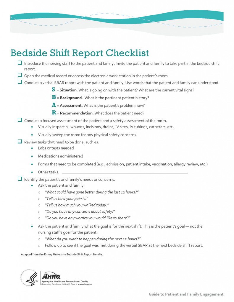 Figure 210 Bedside Handoff Report Checklist Nursing Fundamentals Ncbi Bookshelf