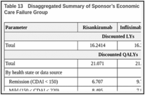 Table 13. Disaggregated Summary of Sponsor’s Economic Evaluation Results — Conventional Care Failure Group.