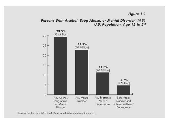 Figure 1-1. Persons With Alcohol, Drug Abuse, or Mental Disorder in the Past Year (see Endnote ).