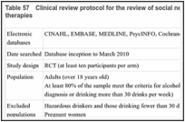 Table 57. Clinical review protocol for the review of social network and environment-based therapies.