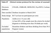 Table 67. Clinical review protocol for the review of counselling.