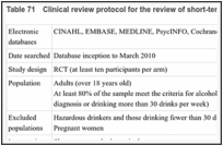Table 71. Clinical review protocol for the review of short-term psychodynamic therapy.