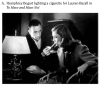 Figure 5.7A—Photograph shows Humphrey Bogart lighting a cigarette for Lauren Bacall in the film To Have and Have Not. Figure 5.7B—Photograph shows a print advertisement from 1951 of Humphrey Bogart and Lauren Bacall engaging over a cigarette.