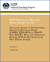 Cover of NTP Genetically Modified Model Report on the Toxicology Studies of Pentaerythritol Triacrylate (Technical Grade) (CASRN 3524-68-3) in F344/N Rats, B6C3F1 Mice, and Genetically Modified (FVB Tg.AC Hemizygous) Mice (Dermal Studies)