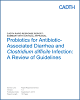 Cover of Probiotics for Antibiotic-Associated Diarrhea and Clostridium difficile Infection: A Review of Guidelines