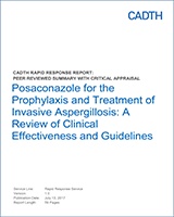 Cover of Posaconazole for the Prophylaxis and Treatment of Invasive Aspergillosis: A Review of Clinical Effectiveness and Guidelines