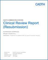 Cover of Clinical Review Report (Resubmission): Nusinersen (Spinraza)