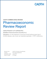 Cover of Pharmacoeconomic Review Report: Cerliponase Alfa (Brineura)