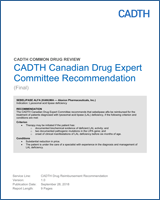 Cover of CADTH Canadian Drug Expert Committee Recommendation: Sebelipase alfa (Kanuma — Alexion Pharmaceuticals, Inc.)