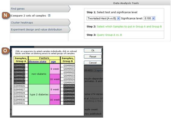 Screenshot of Compare 2 sets of samples